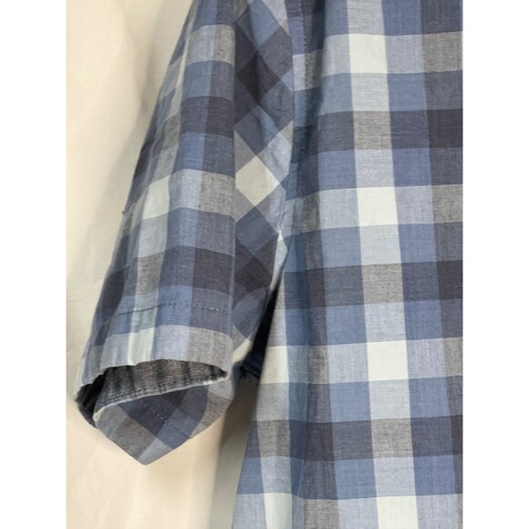 Lee mens button down shirt Large regular fit blue gray plaid short large READ - Picture 3 of 8